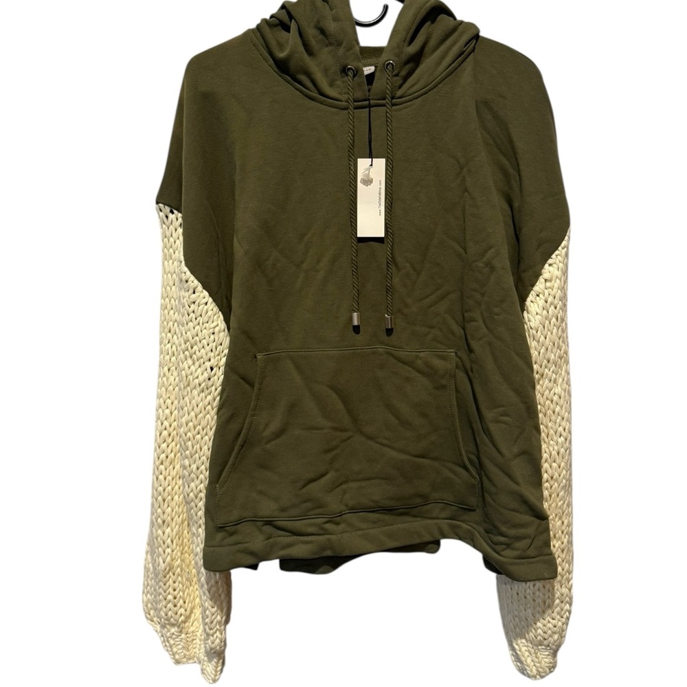 Stylish Olive and Cream Women's Hoodie